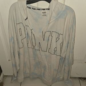 PINK Victoria's Secret Blue and White Logo Hoodie